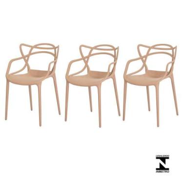 Imagem de Kit 3 Cadeiras Allegra Nude Sala Cozinha Jantar - Waw Design