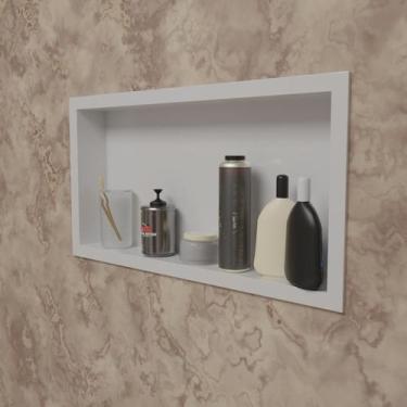 Imagem de Nicho P/ Banheiro E Cozinha Parede Embutir 33x63cm Preto e Branco - Ta
