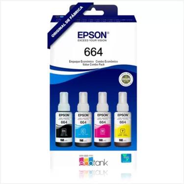 Imagem de Kit 4 TINTA T664 Lacrado NOVO Validade 2027 * ECOTANK* L110/L120/L200/L210/L220/L300/L310/L350/L380/L355/L365/L375/L395/l396/L455/L475/L555/L565