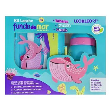 Imagem de Kit Marmita Garrafinha Infantil Porta Lanche Fundo Do Mar - Leo&Leo