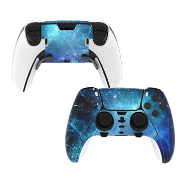 Imagem de PlayVital 2 conjuntos de adesivos adesivos para controle sem fio ps5 Edge, decalque de vinil personalizado para controle ps5 Edge - Blue Nebula