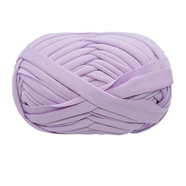 Imagem de Camiseta Fio de Tricô Tecido de Crochê para Mão de Verão Bolsa DIY Cobertor Almofada Projetos de Crochê 100g (#07 Roxo Claro)