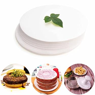 Imagem de Meykers Folhas de papel Patty para prensa de hambúrguer de 12 cm | 300 peças de papel redondo para hambúrguer para separar hambúrgueres prensados congelados | Papel manteiga circular de cera para