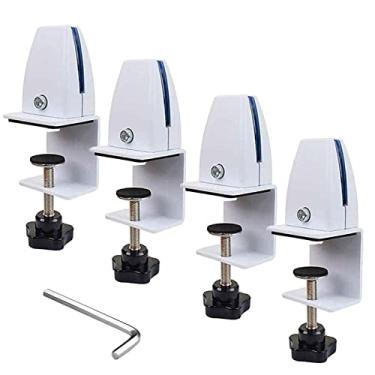 Imagem de JSFURN Grampos de suporte de proteção contra espirros 4 peças, braçadeira de divisória de escritório ajustável, braçadeiras divisórias de mesa de acrílico, clipes de partição de acrílico, clipes de
