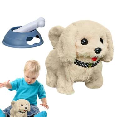 Imagem de Bohany Cão Robô Eletrônico, Robô Filhote de Cachorro Realista, Robô cachorrinho de pelúcia eletrônico com bolsa de ombro, Brinquedo andando do cachorrinho do luxuoso, brinquedos interativos da criança