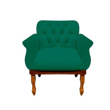 Imagem de Poltrona para Sala Decorativa Cadeira Estofada Capitonê Quarto Escritório (Suede Azul Turquesa)