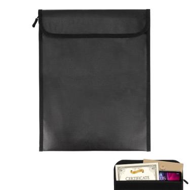 Imagem de TOCCOOL Bolsa de documentos à prova de fogo, bolsa à prova de fogo, bolsa de armazenamento de documentos importante, design com zíper, adequada para certificados, tablets, bolsas de documentos (preto