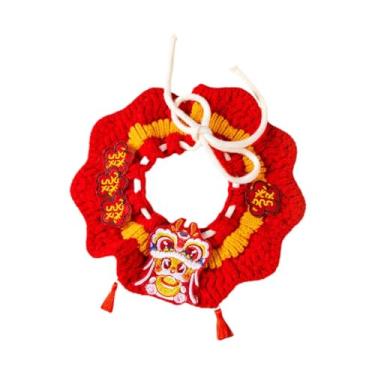 Imagem de Generic Coleira de gato de tricô colar de gatinho cachecol fantasia feita à mão fofo ajustável para gatos e cães pequenos, médios e grandes animais de, M