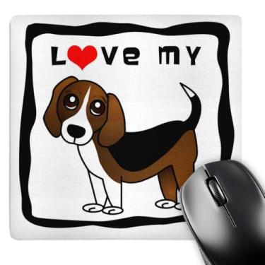 Imagem de 3dRose Mouse pad LLC 20 x 20 x 0,63 cm, I Love My Beagle, Coração Vermelho (mp_35546_1)