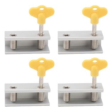 Imagem de Fechaduras de Janela de Alumínio, 4 Unidades, Fechadura de Janela Deslizante, Design de Chave Vertical, Conjunto Completo para Acessórios de Segurança de Janela