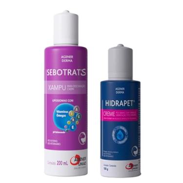 Imagem de Kit Sebotrat S Shampoo 200ml E Hidrapet Creme 100g Agener Cães e Gatos