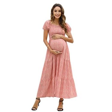 Imagem de Vestido de maternidade feminino, tomara que caia, tomara que caia, evasê, casual, maxi vestido fotográfico para chá de bebê, Pinkdln, XGG