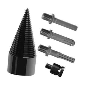 Imagem de Fenteer Lenha broca divisor de madeira broca ferramenta de corte, ferramenta de corte de madeira de aço disjuntor cunha broca para acampamento ao ar livre, 50MM