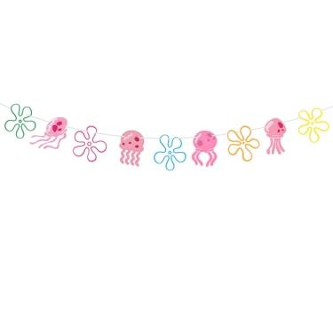 Imagem de Faixa de festa de flores de água-viva sob o mar, tema inferior de biquíni, decorações de festa para casamento, chá de bebê, artigos de festa de aniversário