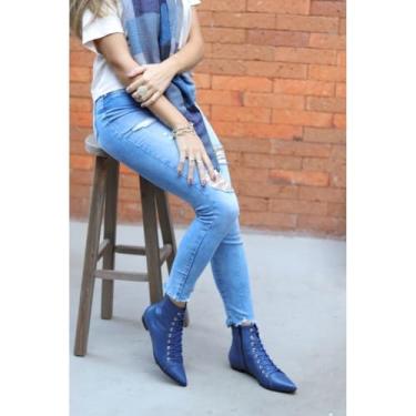 Imagem de Dina Mirtz, Coturno Feminino Bico Fino Dina Mirtz Tamanho:40;cor:Azul