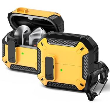 Imagem de RFUNGUANGO Compatível com Samsung Galaxy Buds3/Galaxy Buds3 Pro (2024) com fecho de bloqueio, capa de fone de ouvido à prova de quedas de grau militar com fivela de caminhada e kit de limpeza -