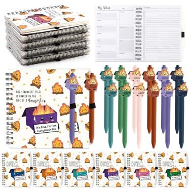 Imagem de Resurhang 36 peças de caneta esferográfica Dumpster Fire Diário espiral presentes de agradecimento de funcionários A6 para fazer lista de notas em massa caneta engraçada com dizeres planejador semanal