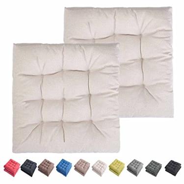 Imagem de SEKUMDAN Almofadas de cadeira de pátio 50,8 cm x 50,8 cm Conjunto de 2 almofadas de assento de móveis confortáveis para ambientes internos e externos cadeiras de cozinha de balanço (2, creme)