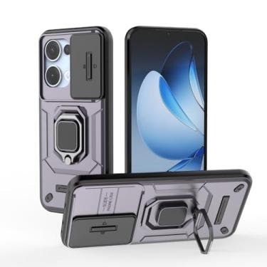 Imagem de Kukoufey Compatível com Oppo Reno 13 5G Bracket Shell, com capa de lente de câmera deslizante compatível com Oppo Reno13 5G CPH2689 PKM110 capa roxa