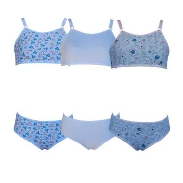 Imagem de Kit 3 Conjunto Calcinha e Sutiã Infantil Juvenil Algodão - OPTE, G, Va
