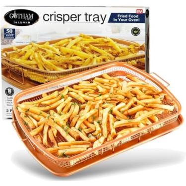 Imagem de Gotham Steel Cesta Air Fryer para forno de convecção, bandeja antiaderente de 2 peças, também ótima para assar e alimentos crocantes, pode ser lavada na lava-louças – 2GG 41,9 cm x 31,7 cm