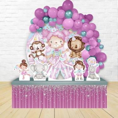 Imagem de kit festa painel redondoDecoração Circo Rosa Aquarela 1,50 Diâmetro - 