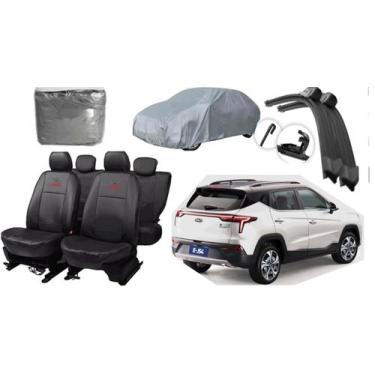 Imagem de Kit capa couro Jac e-JS4 2021 a 2024 + proteção limpa-vidros - aero pr