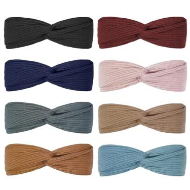 Imagem de 8PCS Cross-Tied Headband para mulheres Face Cleansing Hair Band Set Alta elasticidade Sports Sweat-Absorvente Head Tie type1