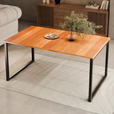 Imagem de Mesa De Cozinha Retangular 160x85 Estilo Industrial 6 Lugares Para Sala De Jantar