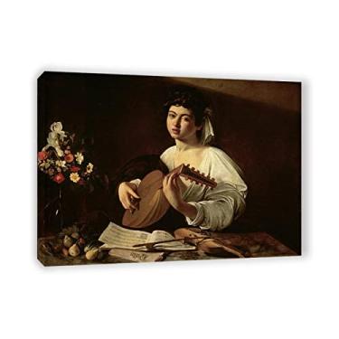 Imagem de Arte de parede em tela clássica emoldurada - impressões Michelangelo Merisi Caravaggio - reprodução famosa de pinturas a óleo - O tocador de alaúde, 1595 pôster-arte imagens em tela arte de parede 50