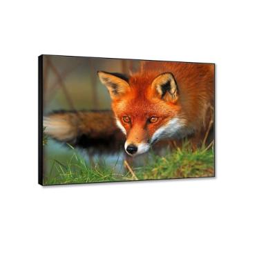 Imagem de JZSDGB Arte de parede animal pintura em tela rosto e olhos de raposa vermelha impressões em tela e pôsteres animais selvagens arte de parede raposa imagens impressão em tela para decoração de casa