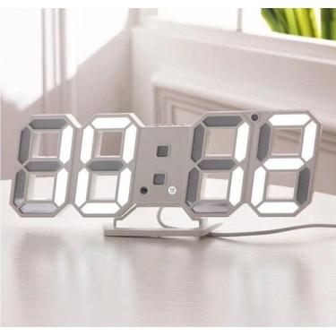 Imagem de Relogio Digital 3d Led Parede Mesa Alarme Snooze 12/24 Horas - Shopmix