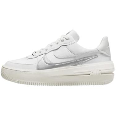 Imagem de Nike T nis feminino Air Force 1 PLT.AF.ORM rosa Oxford/rosa claro macio (DJ9946 602), Summit branco/prata met lica, 7.5