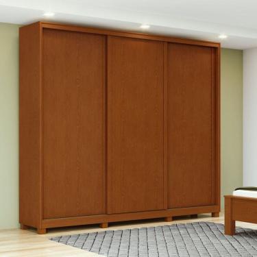 Imagem de Guarda-roupa 3 Portas 4 Gavetas 100% Mdf com Pés Forma Marrom/Bege