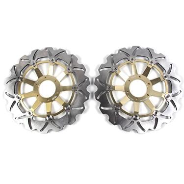 Imagem de 1 par de discos de freio dianteiros flutuantes de rotores compatíveis com Honda CBR600F 1999 2000 2003, CROSSRUNNER 800 2011-2014, peças de acessórios de motocicleta douradas