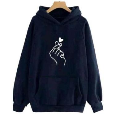 Imagem de Moletom Feminino e Masculino Blusa de Frio Canguru Unissex Mão Coreana