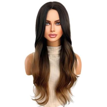 Imagem de Peruca Longa Ondulada Sem Franja 70cm Estilo Europeu - GM Hair, Ombre-