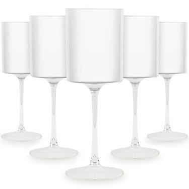 Imagem de Bluesky Taça de vinho deslumbrante branca/transparente em dois tons - 255 g (pacote com 5) - Design sofisticado - perfeito para celebrações e eventos