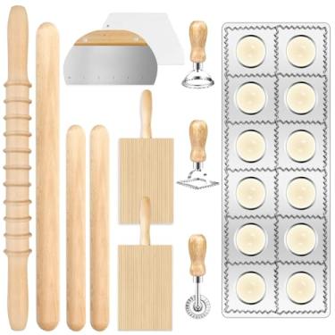 Imagem de Conjunto de ferramentas para fazer massas, kit para fazer massas, inclui 12 ferramentas para fazer massas, acessórios para fazer massas, rolo de madeira