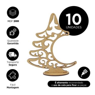 Imagem de  Árvores de Natal Kit 10 MDF Cru Enfeite Natalino  - Deliquadros