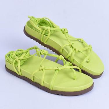 Imagem de Sandalia Feminina De Amarrar Papete Gladiadora Pelepincel, Verde, 36