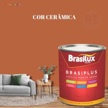 Imagem de Tinta de Parede  Semi Brilho Laranja 800ml Brasiplus Acrilica Lavável.