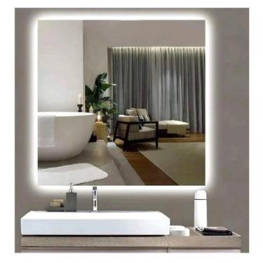Imagem de Espelho lapidado bisotê Iluminado com LED Frio - 60x60cm TOUCH - Woodg