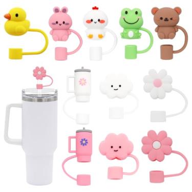 Imagem de 11 peças de cobertura de palha para Stanley, topo de canudos de silicone, tampa de palha para copo Stanley 30 e 1,134 g com copos