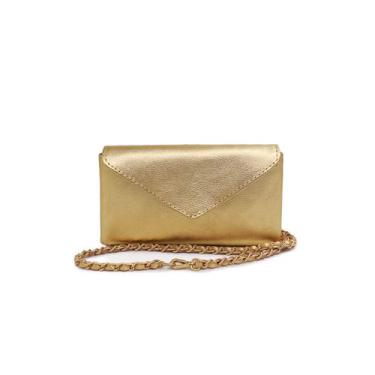 Imagem de Bag fone pochete cinto de couro pequena dourada Lavinia - Zaia