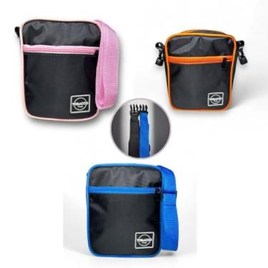 Imagem de Shoulder Bag Transversal Diversas Cores com Duas Alças Bolsa Prática e Estilosa (Preto e Laranja)
