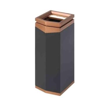 Imagem de Coluna de cinzas Corredor Geométrico Corredor Hotel Clube Cinzeiro Coluna Hall Exterior Hotel Lixeira Lobby Vertical Aço Inoxidável Preto Coluna de cinzas de chão(Brass)