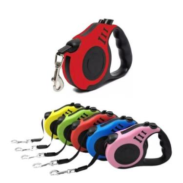 Imagem de Guia Retrátil Fita 5m Plus  até 20kg - Mais Dog, Vermelho