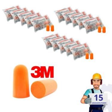 Imagem de Kit 15 Pares Protetor Auricular 3M Espuma Protetor Ouvidos Abafador