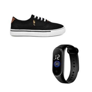 Imagem de Tênis Feminino Casual Old Street Clássico Polo Blu com Relógio Digital